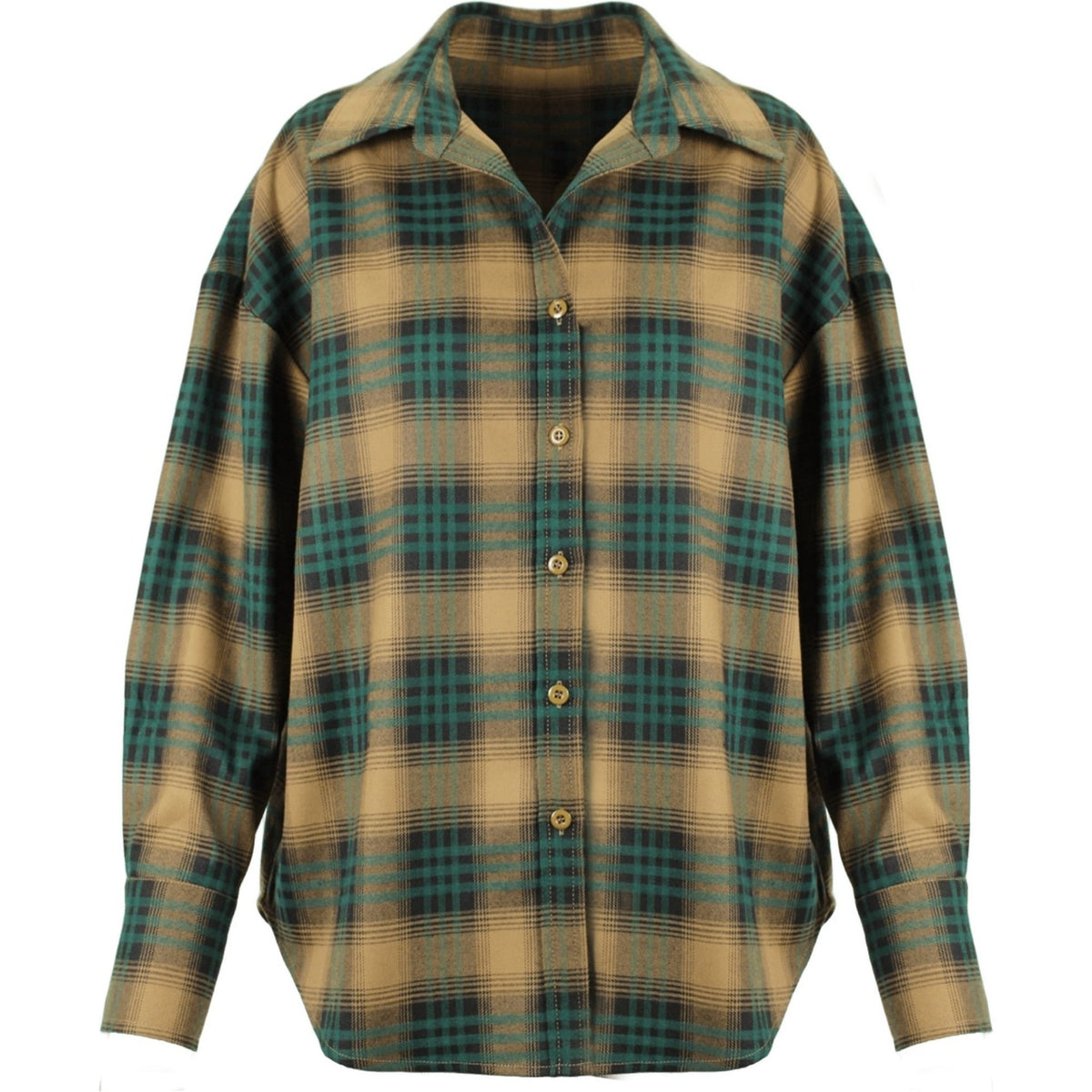 Rayon check  shirt peanut