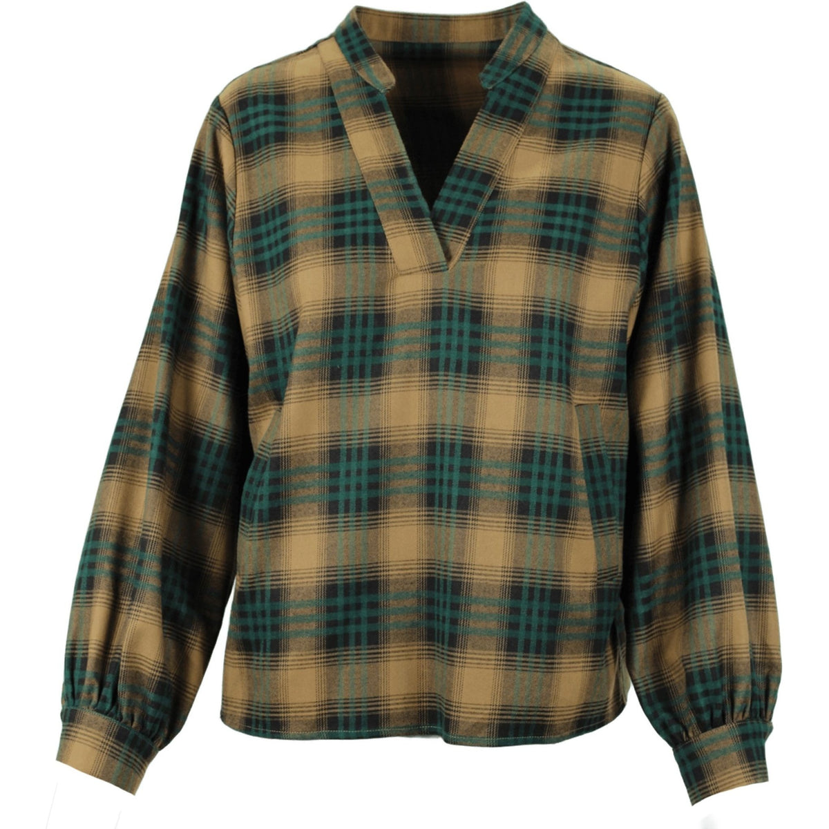 Rayon check  shirt peanut