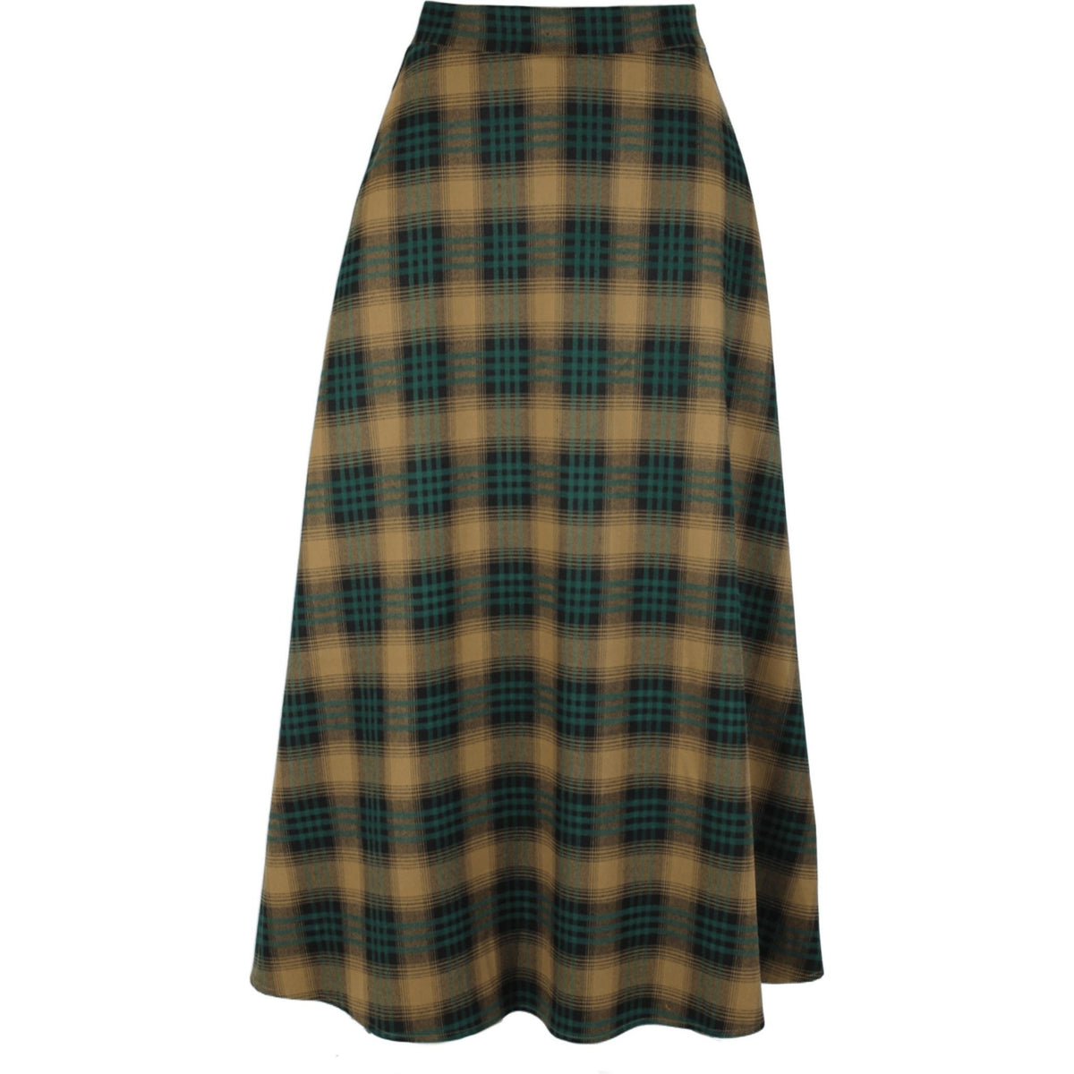 Rayon check  skirt peanut