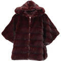 Stripe fur  fur cape merlot