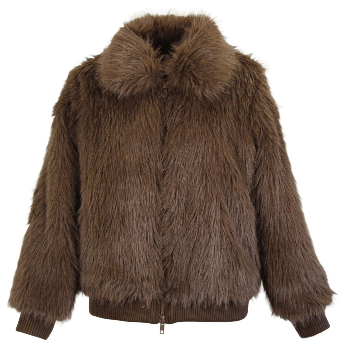 Wolf fur  fur bomber choko