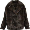 Stripe fur  fur bomber choko