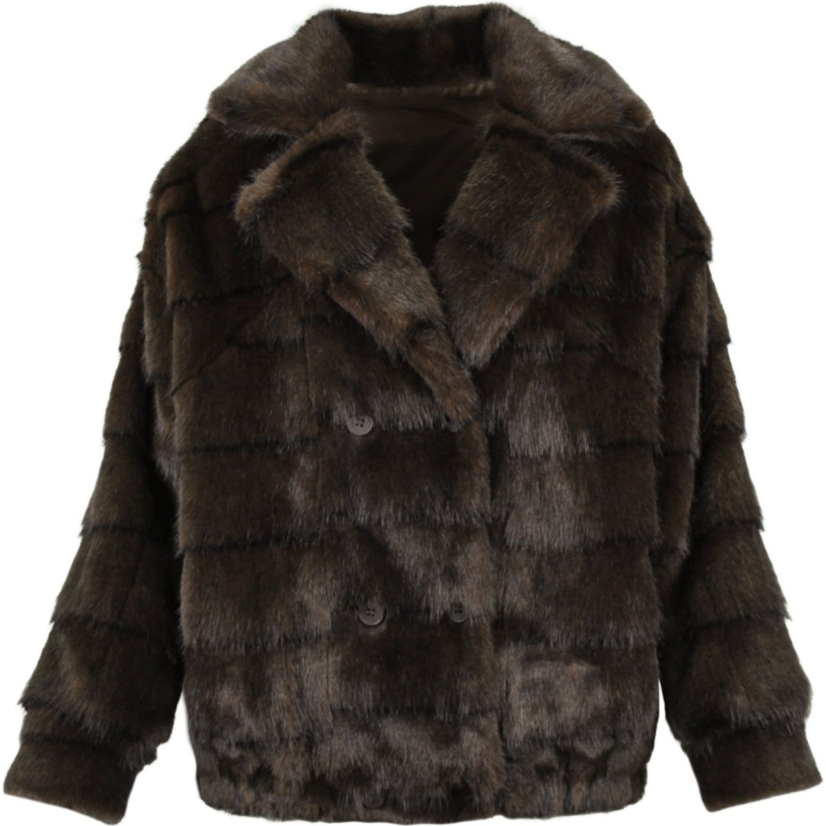 Stripe fur  fur bomber choko
