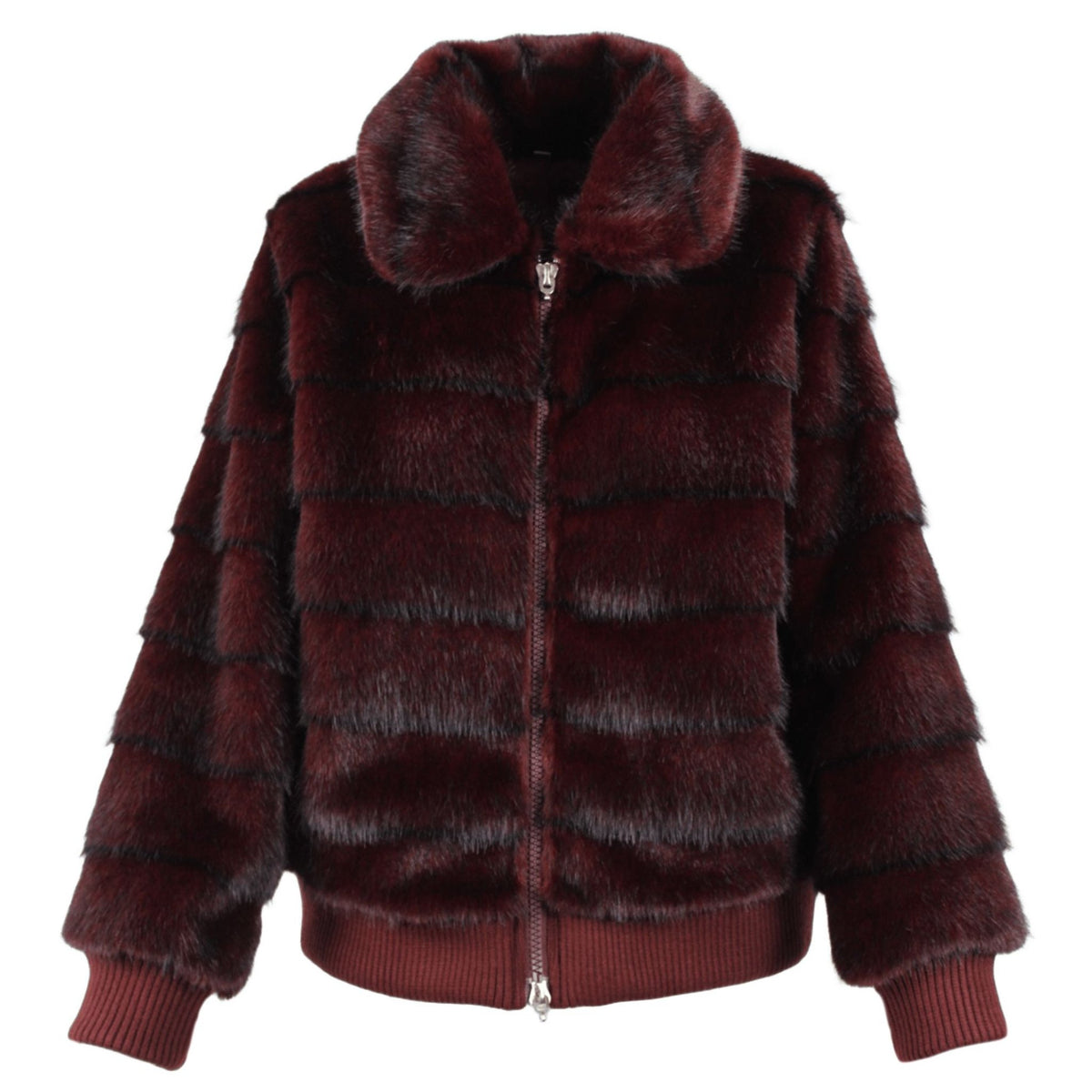 Stripe fur  fur bomber merlot